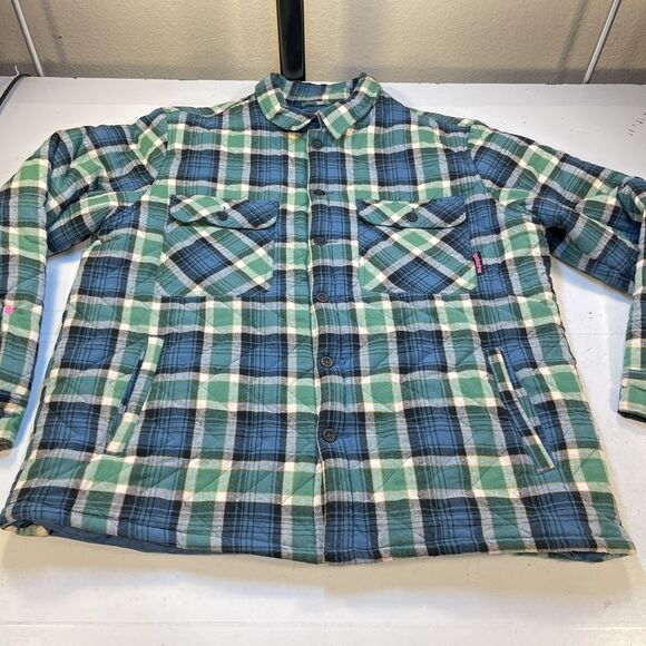 GOTCHA Farmland Flannel Quilted JACKET Sz Mens XL Bottle Green - Picture 1 of 9